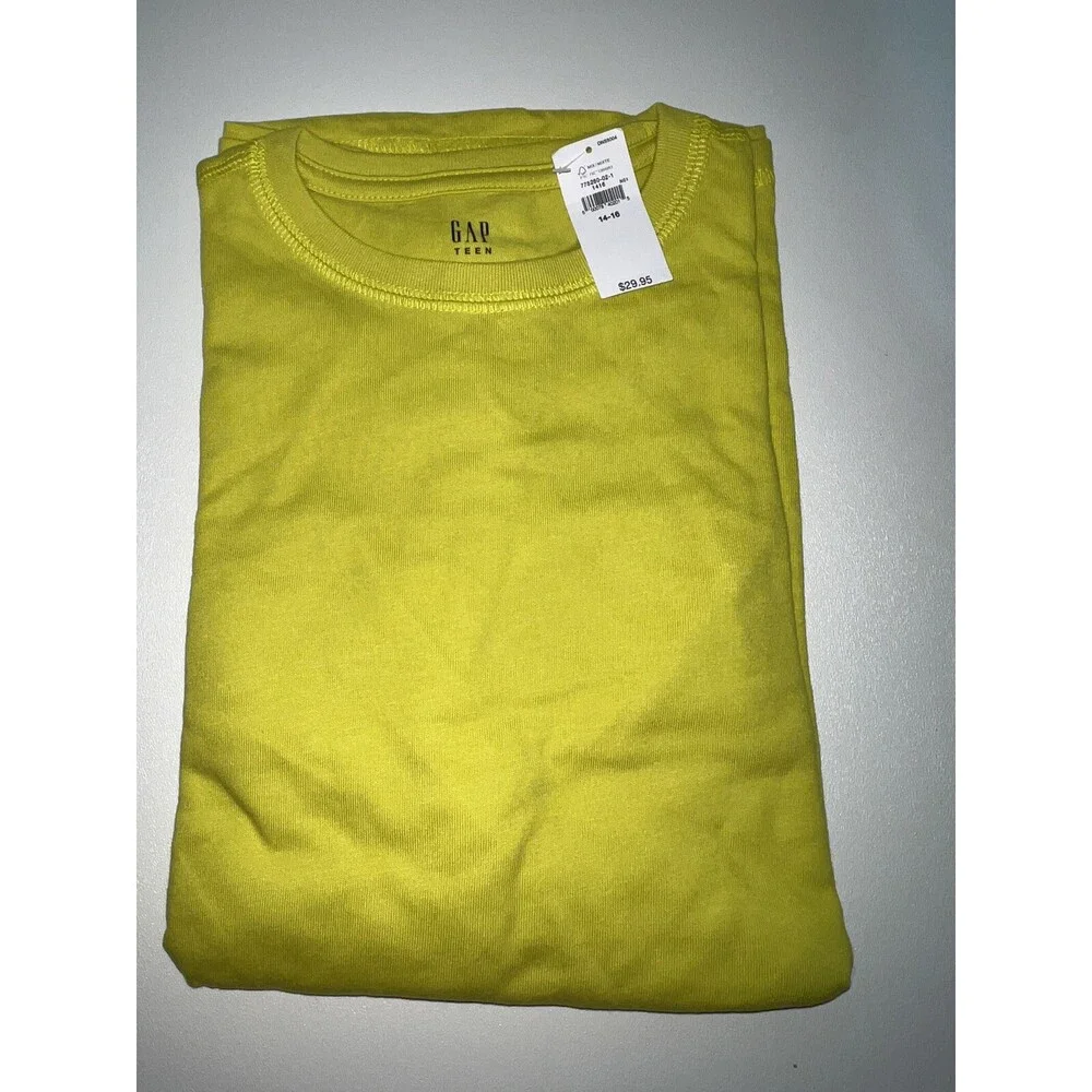 NWT! Gap Teen Bright Lime Green Long Sleeve Soft R Shirt Top Size 14-16 $30